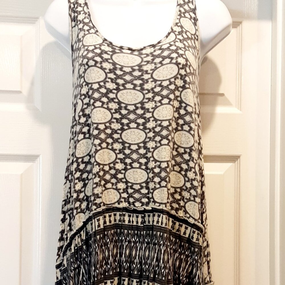 Free People Black and White Trapeze Tunic Tank Top